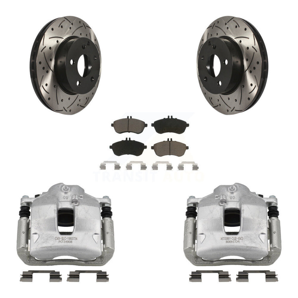 Front Disc Brake Coated Caliper Drill Slot Rotors Ceramic Pad Kit For Mercedes-Benz C250 KCD-100133C