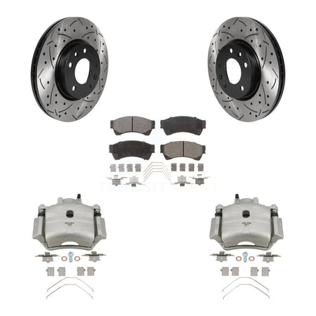 Front Brake Caliper Drilled Slot Rotor Semi-Metallic Pad Kit For Ford Fusion Mazda 6 MKZ KCD-100133P