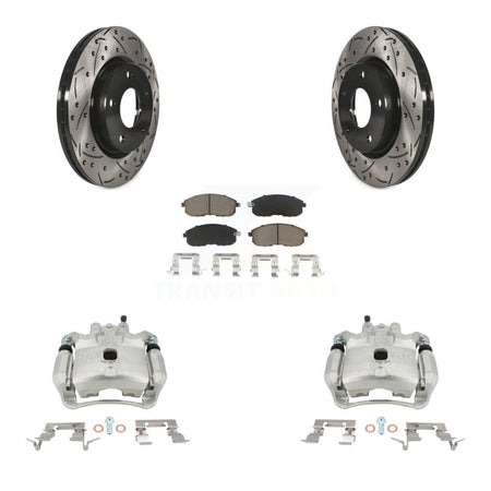 Front Disc Brake Coated Caliper Drilled Slotted Rotors And Ceramic Pads Kit For Nissan Sentra KCD-100135C by Transit Auto