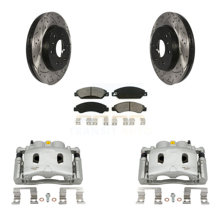 Front Brake Caliper Drilled Slot Rotor Semi-Metallic Pad Kit For Chevrolet Avalanche GMC KCD-100139S