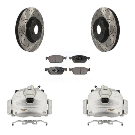 Front Brake Caliper Drill Slot Rotor Ceramic Pad Kit For Ford Escape Transit Connect MKC KCD-100139T