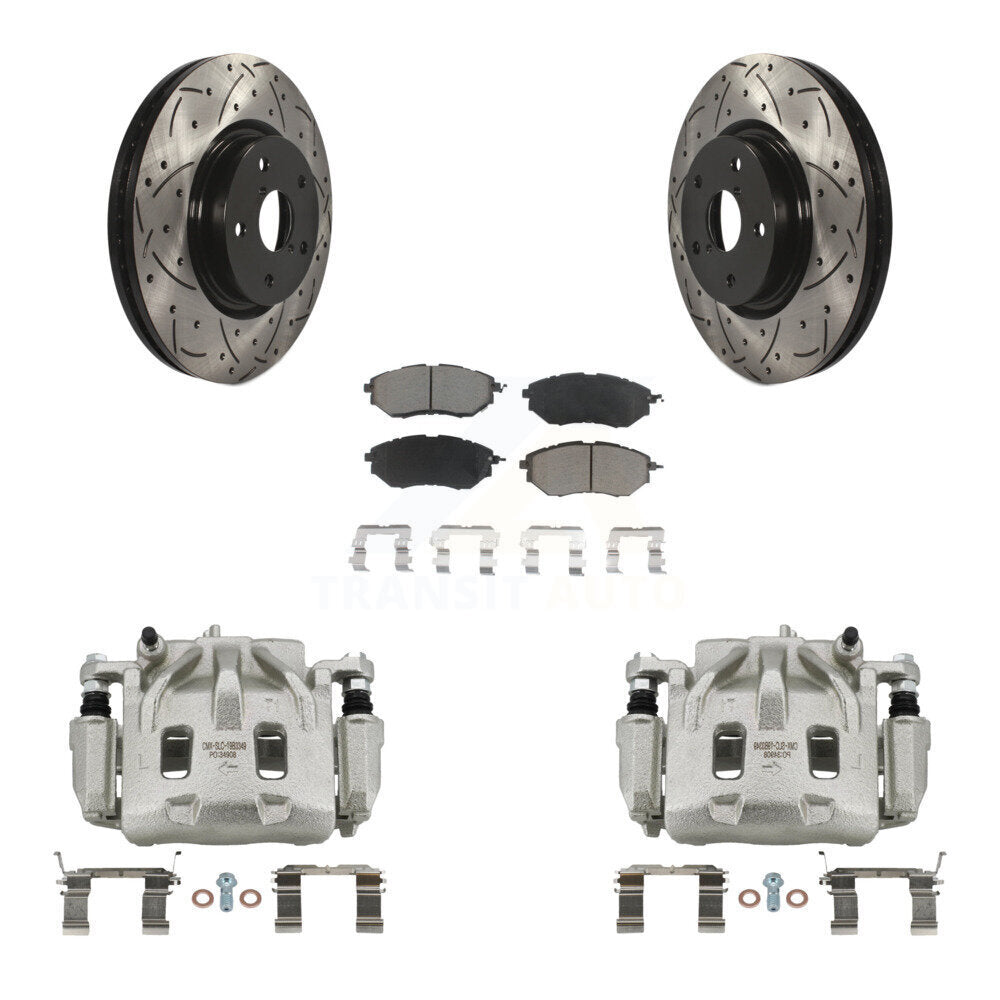Front Brake Caliper Drill Slotted Rotor Ceramic Pad Kit For Subaru Outback WRX Legacy B9 KCD-100144C