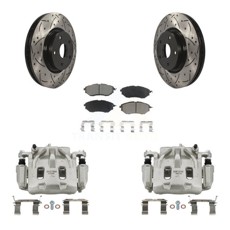 Front Brake Caliper Drill Slotted Rotor Ceramic Pad Kit For Subaru Outback WRX Legacy B9 KCD-100144C