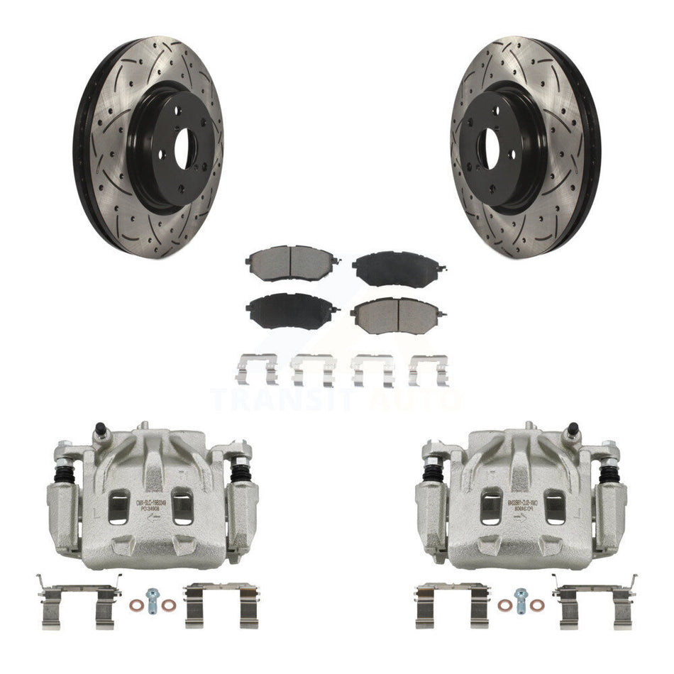 Front Brake Caliper Drill Slotted Rotor Ceramic Pad Kit For Subaru Outback WRX Legacy B9 KCD-100144C