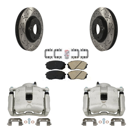 Front Brake Caliper Drill Slot Rotor Ceramic Pad Kit For Kia Sportage 2.4L From 12 10 15 KCD-100144N