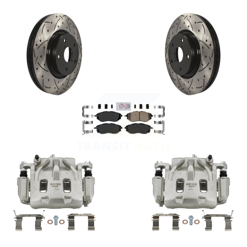 Front Brake Caliper Drill Slotted Rotor Ceramic Pad Kit For Subaru Outback WRX Legacy B9 KCD-100146N