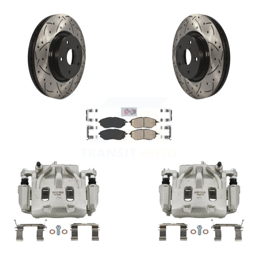 Front Brake Caliper Drill Slotted Rotor Ceramic Pad Kit For Subaru Outback WRX Legacy B9 KCD-100147N