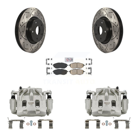 Front Brake Caliper Drill Slotted Rotor Ceramic Pad Kit For Subaru Outback WRX Legacy B9 KCD-100147N