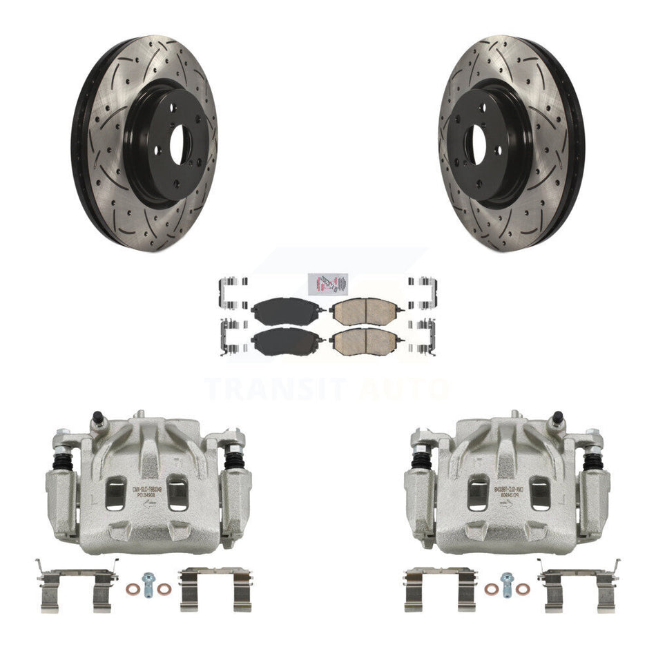 Front Brake Caliper Drill Slotted Rotor Ceramic Pad Kit For Subaru Outback WRX Legacy B9 KCD-100147N
