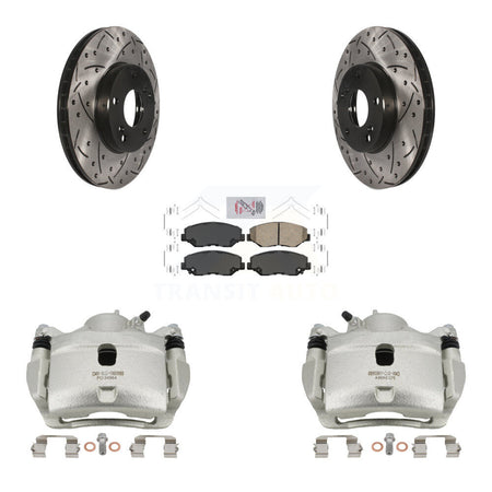 Front Disc Brake Coated Caliper Drill Slotted Rotor Ceramic Pad Kit For Honda Civic CR-Z KCD-100151N
