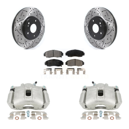 Front Disc Brake Coated Caliper Drilled Slotted Rotors And Ceramic Pads Kit For Honda Accord Acura TL TSX CL KCD-100151T by Transit Auto