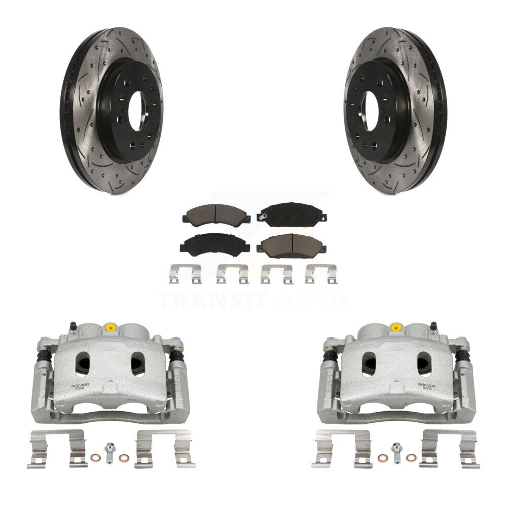 Front Brake Caliper Drill Slot Rotor Ceramic Pad Kit For Chevrolet Avalanche Cadillac XL KCD-100155C