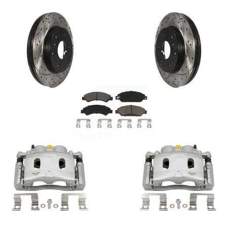 Front Brake Caliper Drill Slot Rotor Ceramic Pad Kit For Chevrolet Avalanche Cadillac XL KCD-100155C