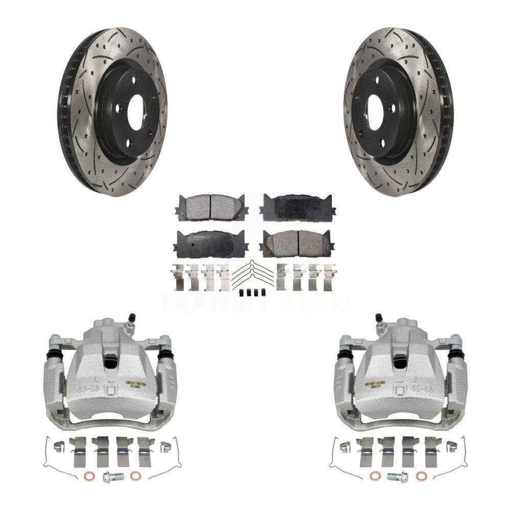 Front Brake Caliper Drill Slot Rotor Ceramic Pad Kit For Toyota Camry Lexus ES350 Avalon KCD-100160T