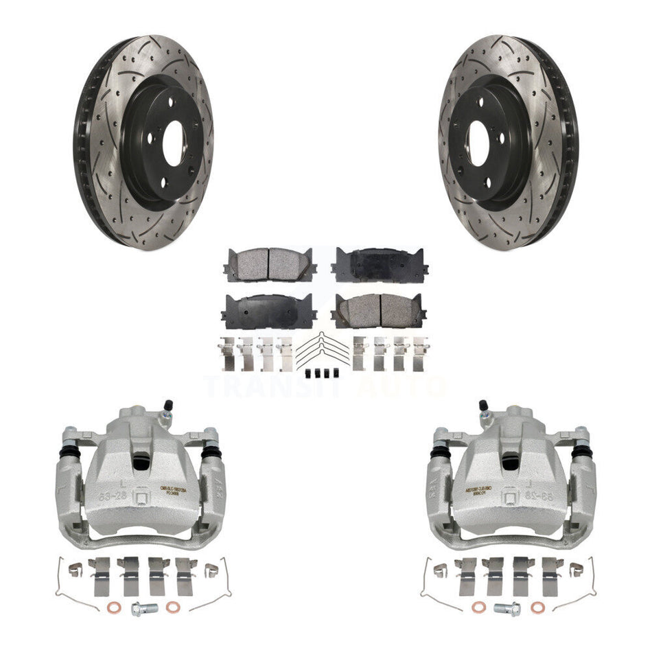 Front Brake Caliper Drill Slot Rotor Ceramic Pad Kit For Toyota Camry Lexus ES350 Avalon KCD-100160T