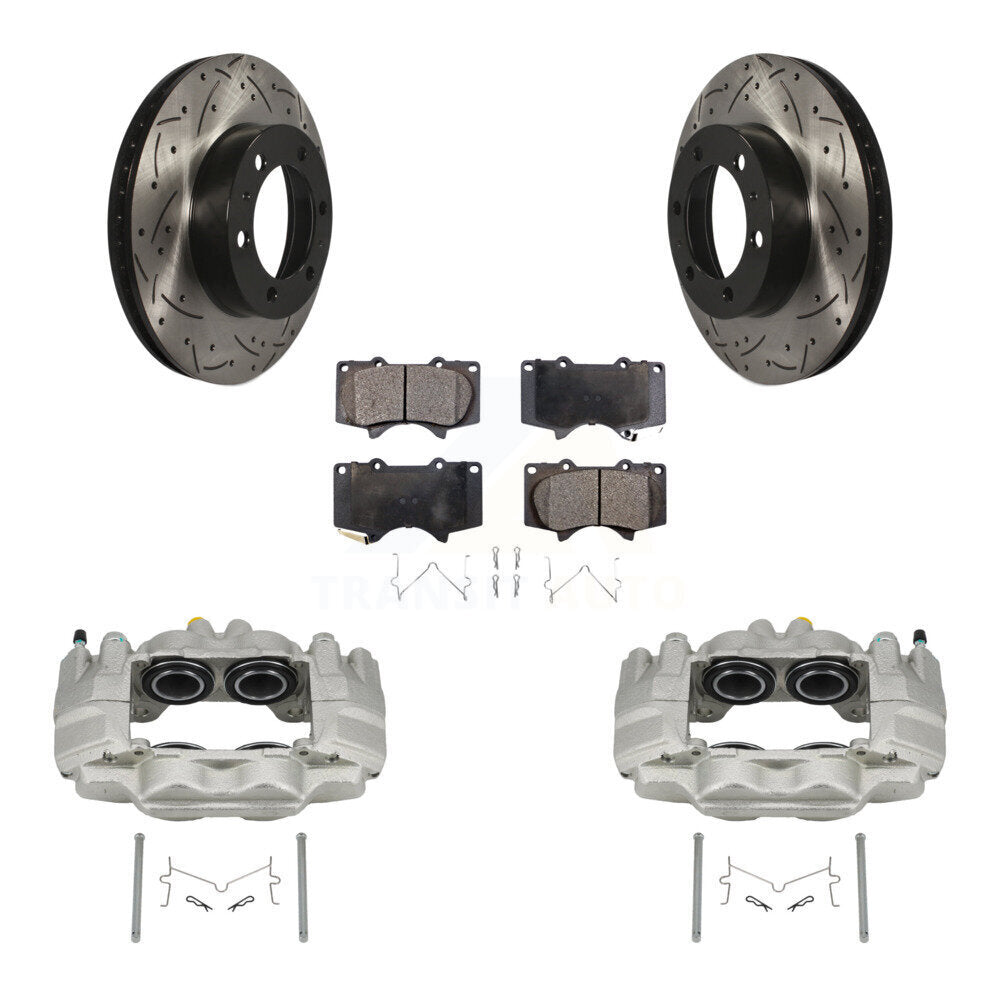 Front Brake Caliper Drill Slot Rotors Semi-Metallic Pad Kit For Toyota Tacoma FJ Cruiser KCD-100161P