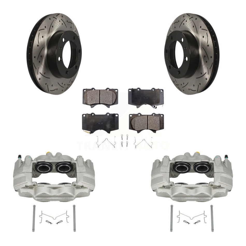 Front Brake Caliper Drill Slot Rotors Semi-Metallic Pad Kit For Toyota Tacoma FJ Cruiser KCD-100161P