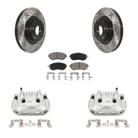 Front Brake Coat Caliper Drill Slot Rotor Ceramic Pad Kit For Subaru Forester Impreza XV KCD-100162C