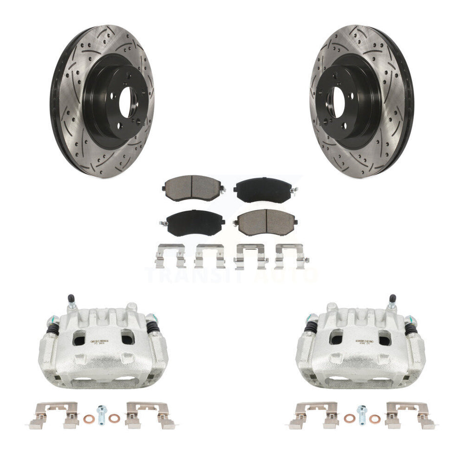 Front Brake Coat Caliper Drill Slot Rotor Ceramic Pad Kit For Subaru Forester Impreza XV KCD-100162C