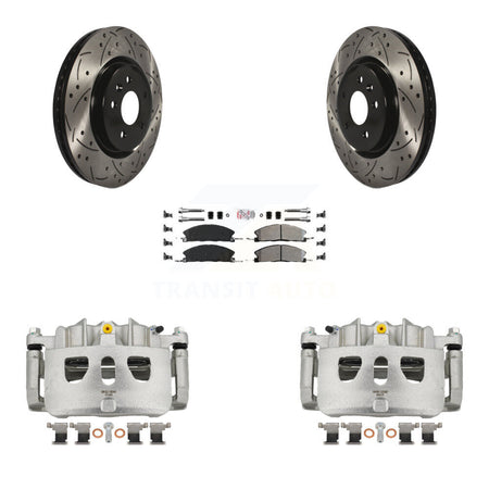 Front Brake Caliper Drill Slot Rotors Semi-Metallic Pad Kit For 2013 Ford Explorer Sport KCD-100162N