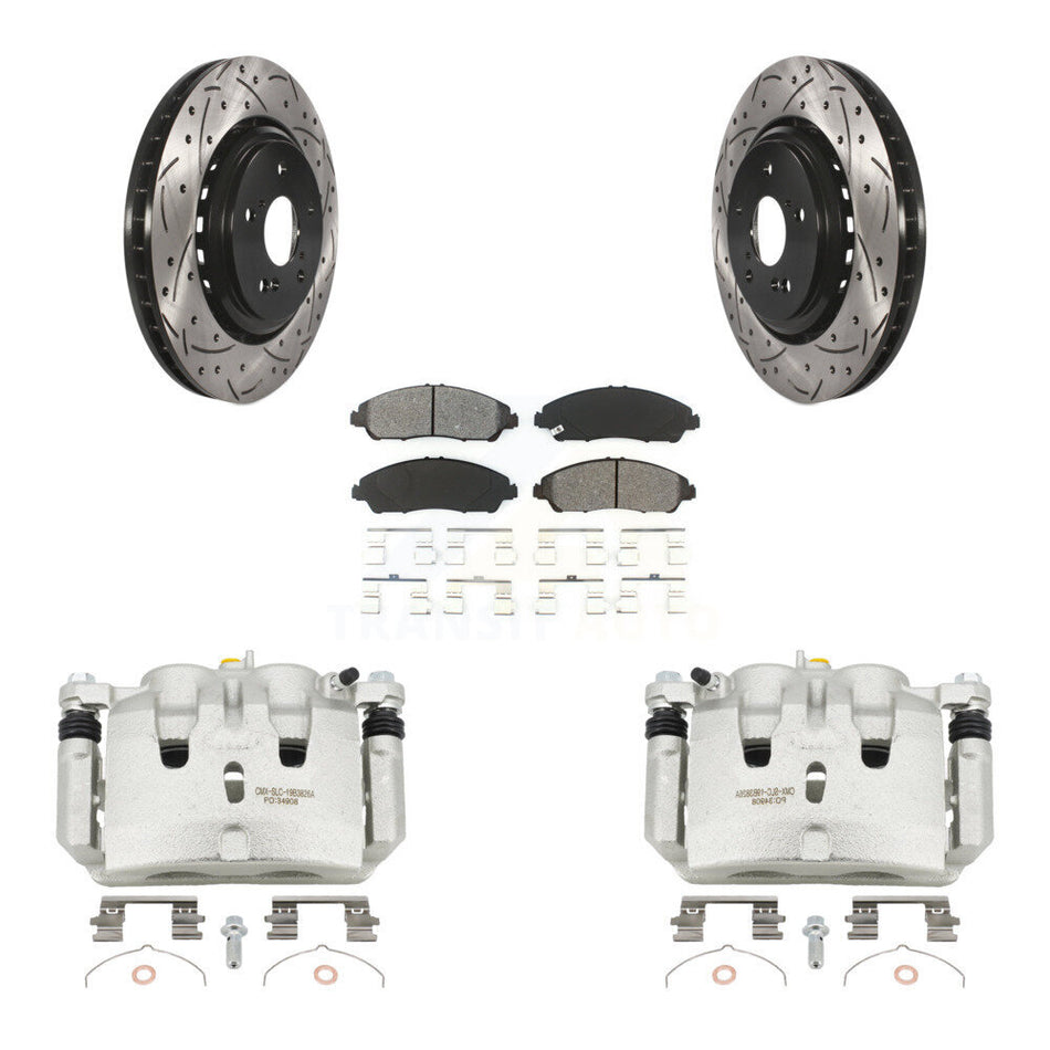 Front Brake Coat Caliper Drill Slot Rotors Semi-Metallic Pad Kit For 2014-2016 Acura MDX KCD-100163S
