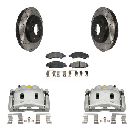 Front Brake Caliper Drill Slot Rotor Ceramic Pad Kit For Chevrolet Avalanche Cadillac XL KCD-100166T