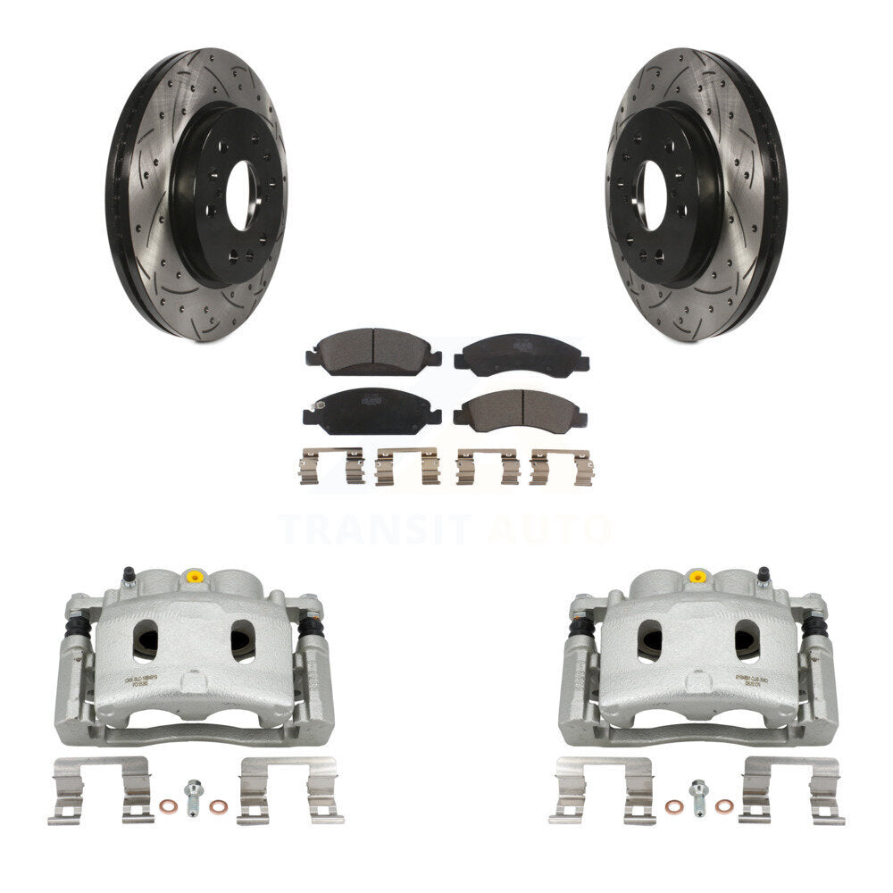 Front Brake Caliper Drill Slot Rotor Ceramic Pad Kit For Chevrolet GMC Silverado 1500 XL KCD-100167T