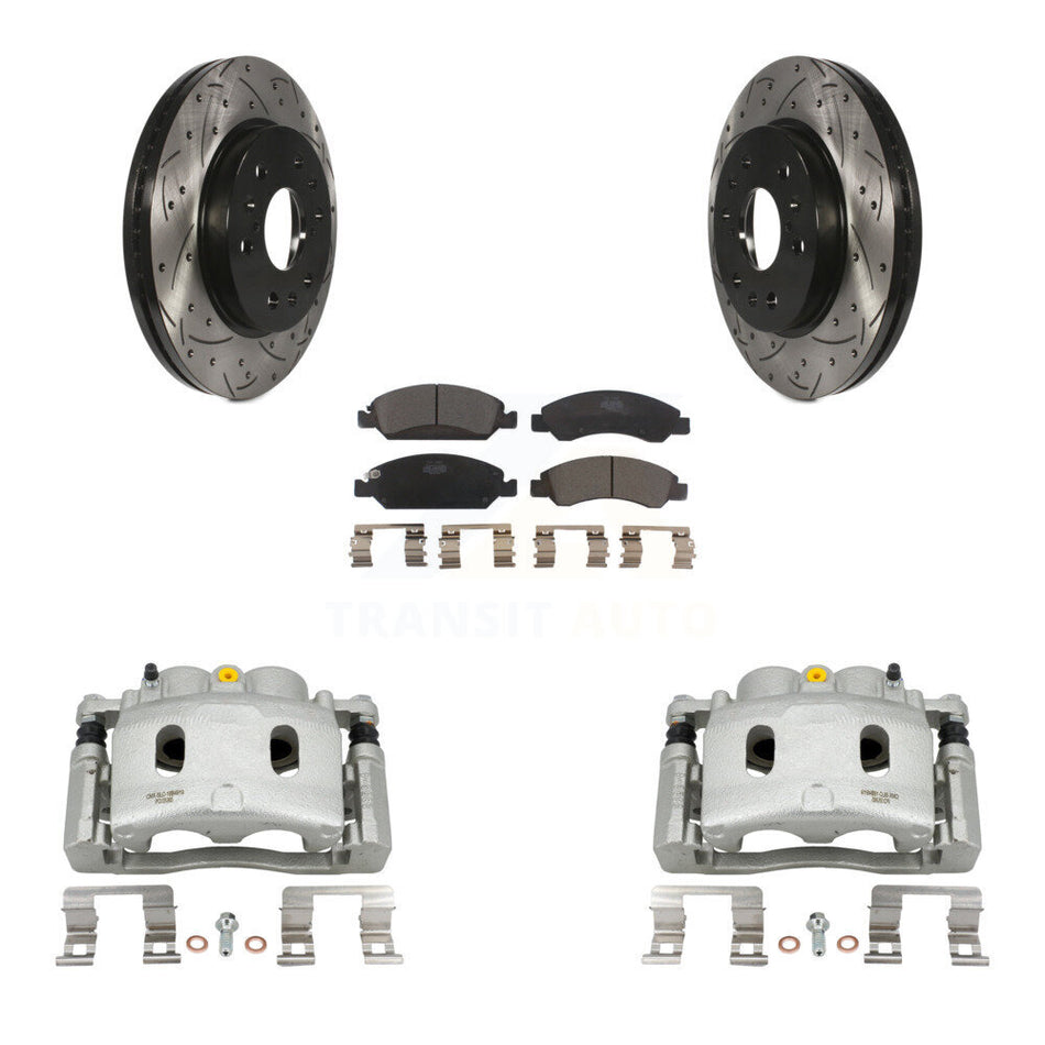 Front Brake Caliper Drill Slot Rotor Ceramic Pad Kit For Chevrolet GMC Silverado 1500 XL KCD-100167T