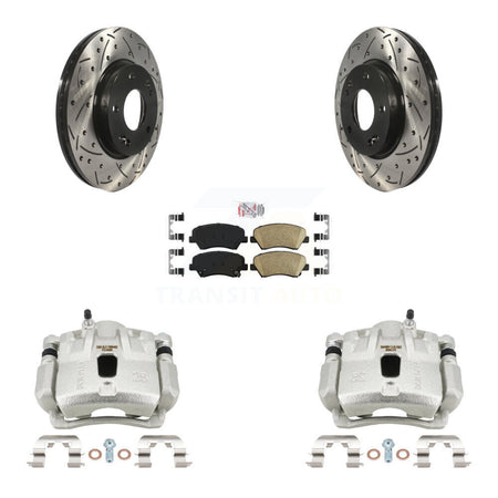 Front Brake Caliper Drill Slot Rotors Ceramic Pad Kit For 2011-2012 Hyundai Elantra 1.8L KCD-100169N