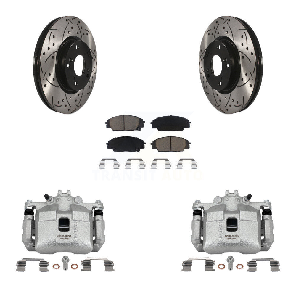 Front Brake Coat Caliper Drill Slot Rotor Ceramic Pad Kit For 2002-2006 Acura RSX Type-S KCD-100170C