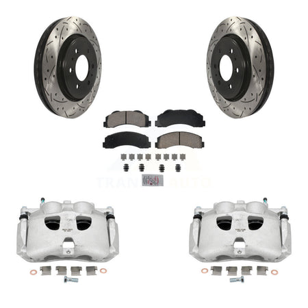Front Brake Caliper Drilled Slot Rotor Ceramic Pad Kit For Ford F-150 Expedition Lincoln KCD-100172N