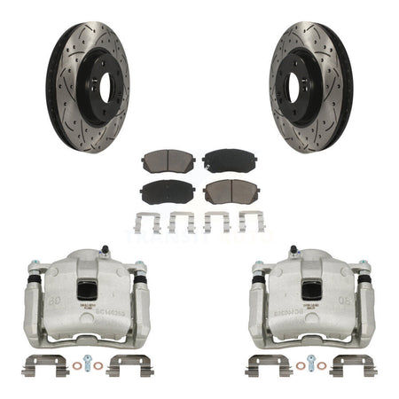 Front Brake Caliper Drill Slot Rotor Ceramic Pad Kit For Kia Sportage 2.4L From 12 10 15 KCD-100175C