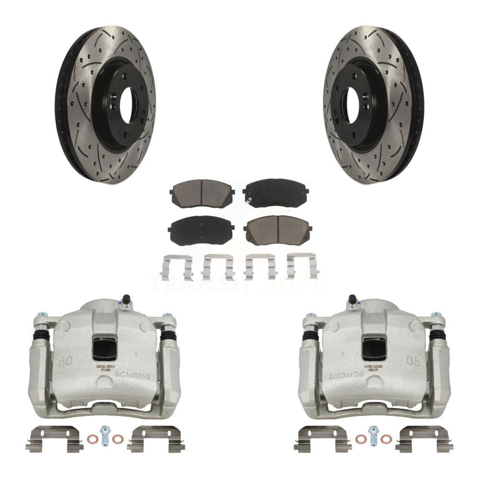 Front Brake Caliper Drill Slot Rotor Ceramic Pad Kit For Kia Sportage 2.4L From 12 10 15 KCD-100175C