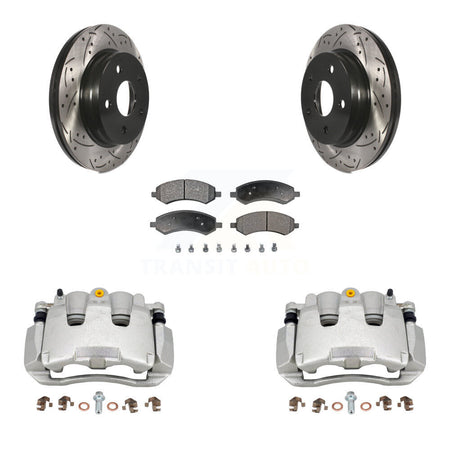 Front Brake Coated Caliper Drilled Slot Rotor Ceramic Pad Kit For Ram 1500 Classic Dodge KCD-100181T
