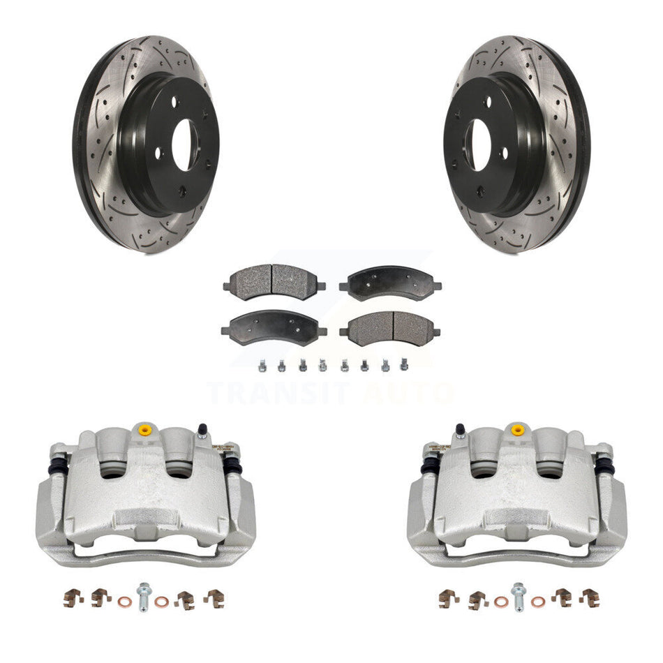 Front Brake Caliper Drill Slotted Rotor Ceramic Pad Kit For Chrysler Aspen Dodge Durango KCD-100185T
