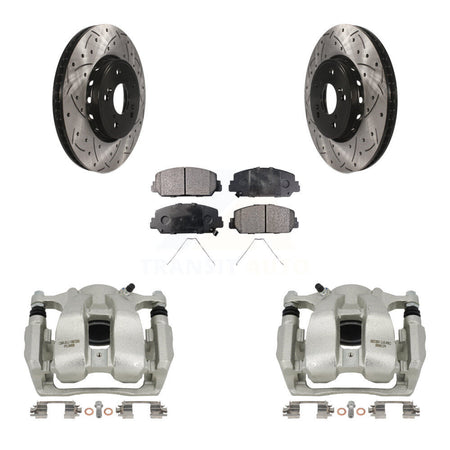 Front Brake Coat Caliper Drill Slot Rotors Semi-Metallic Pad Kit For 2016-2018 Acura RDX KCD-100187P