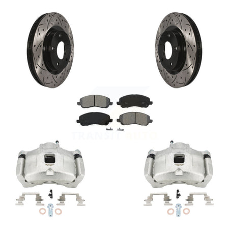 Front Brake Caliper Drill Slotted Rotor Semi-Metallic Pad Kit For Jeep Patriot Dodge 200 KCD-100190S