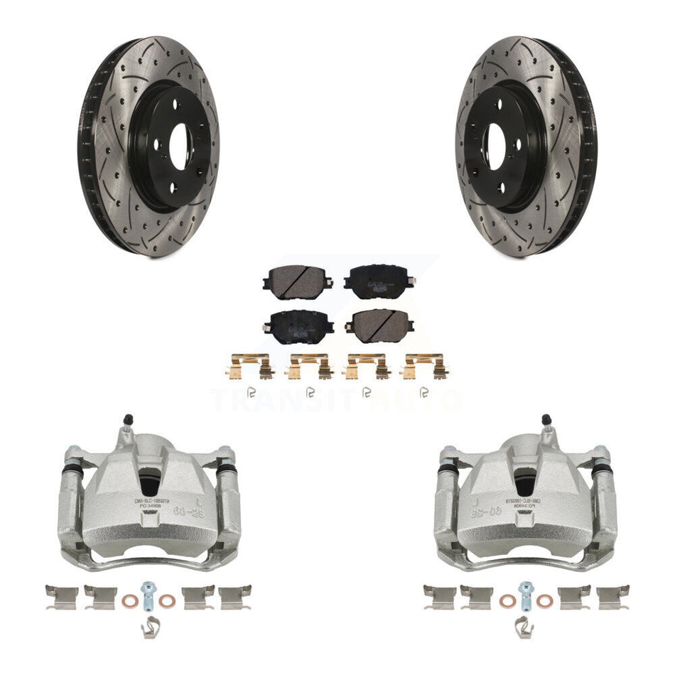 Front Brake Caliper Drill Slot Rotor Ceramic Pad Kit For Lexus IS250 Base with Sedan RWD KCD-100192T