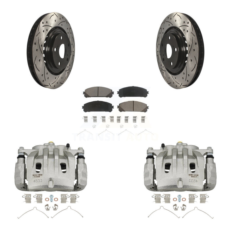 Front Brake Caliper Drilled Slot Rotor Ceramic Pad Kit For Lexus RX350 Toyota Highlander KCD-100194C