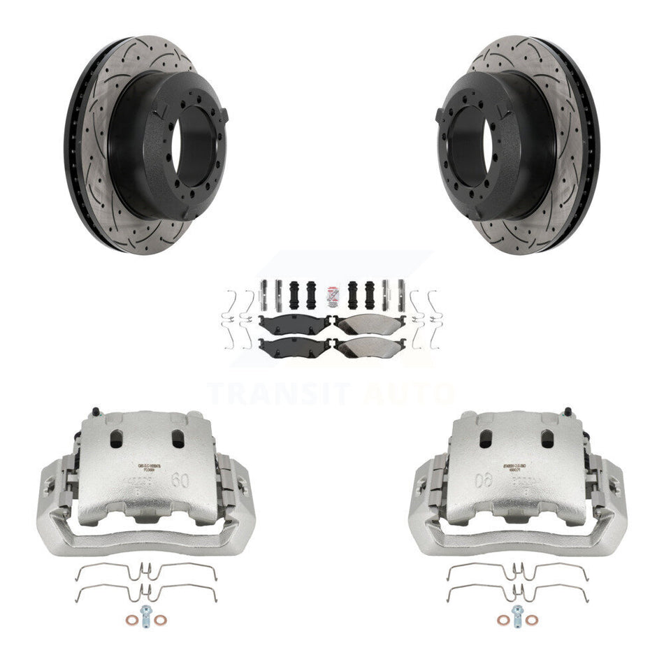 Front Brake Caliper Drilled Slot Rotor Semi-Metallic Pad Kit For International TerraStar KCD-100194N