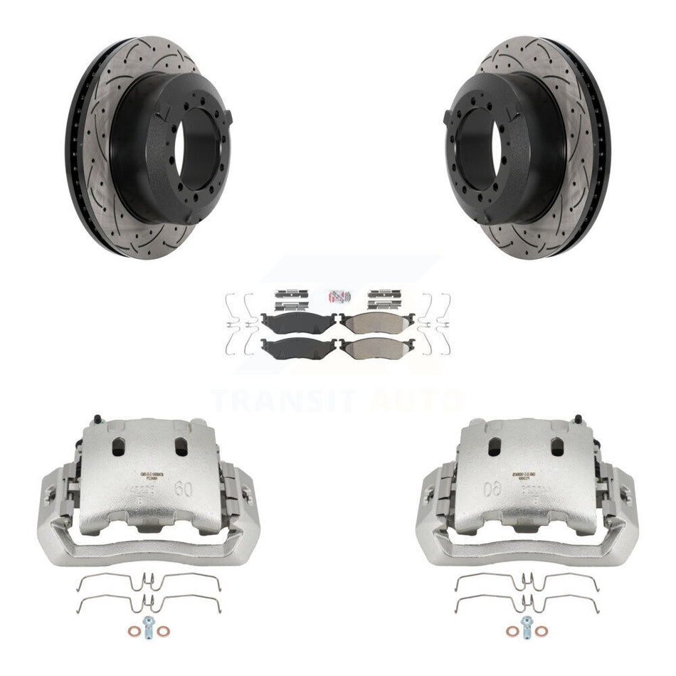 Front Brake Caliper Drilled Slot Rotor Semi-Metallic Pad Kit For International TerraStar KCD-100195N