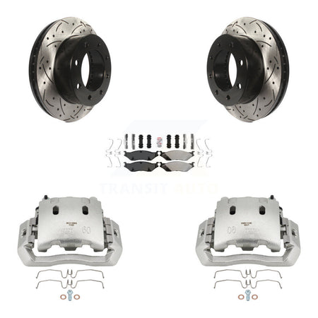 Front Brake Caliper Drill Slotted Rotors Semi-Metallic Pad Kit For Ford F-450 Super Duty KCD-100196N