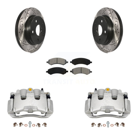 Front Brake Coat Caliper Drill Slot Rotor Semi-Metallic Pad Kit For Chrysler Aspen Dodge KCD-100200S