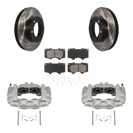 Front Brake Caliper Drill Slot Rotors Semi-Metallic Pad Kit For Toyota Tacoma FJ Cruiser KCD-100206S