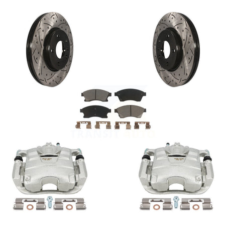 Front Disc Brake Coated Caliper Drilled Slotted Rotors And Ceramic Pads Kit For Chevrolet Cruze Buick Verano Volt Orlando KCD-100207C by Transit Auto