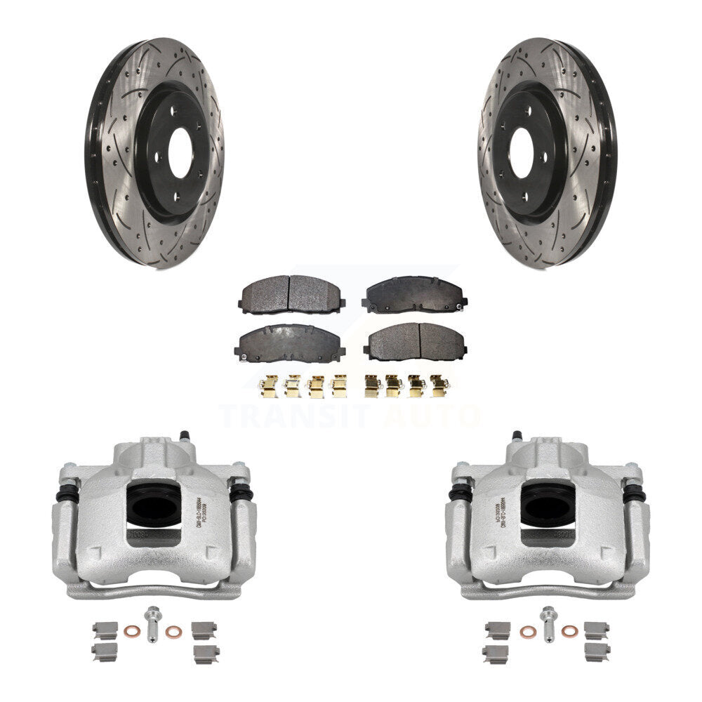 Front Brake Caliper Drill Slot Rotor Semi-Metallic Pad Kit For Volkswagen Routan Ram C/V KCD-100208P