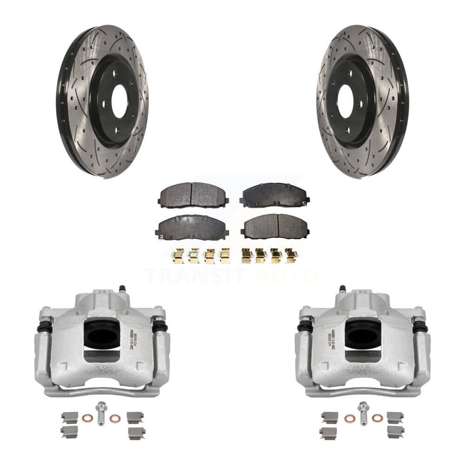 Front Brake Caliper Drill Slot Rotor Semi-Metallic Pad Kit For Volkswagen Routan Ram C/V KCD-100208P