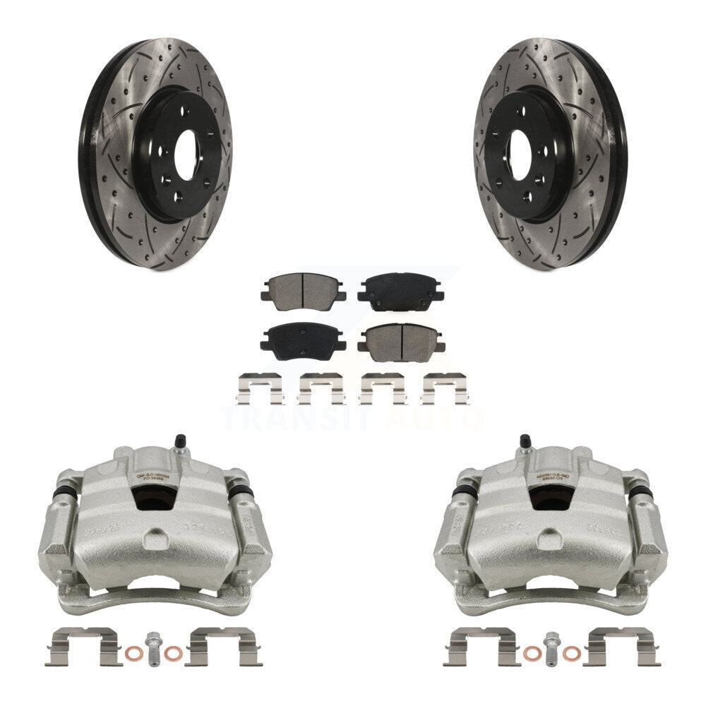 Front Brake Caliper Drilled Slot Rotor Semi-Metallic Pad Kit For Chevrolet Cruze Bolt EV KCD-100208S