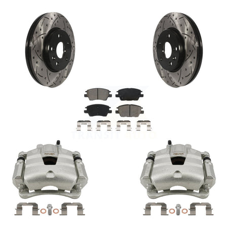 Front Brake Caliper Drilled Slot Rotor Semi-Metallic Pad Kit For Chevrolet Cruze Bolt EV KCD-100208S