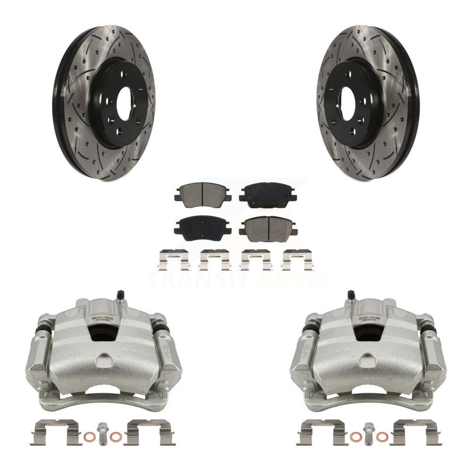 Front Brake Caliper Drilled Slot Rotor Semi-Metallic Pad Kit For Chevrolet Cruze Bolt EV KCD-100208S